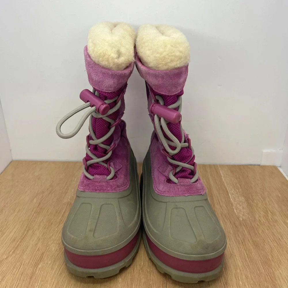UGG Bobbey 3288 Snow Boots Kids Size 1 Purple Waterproof Shearling Lined Gray